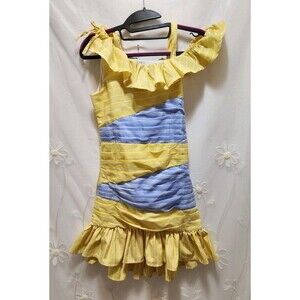 Habitual Girls 10 Yellow Dress Ruffled Pleated Color Block Summer Fiesta Party